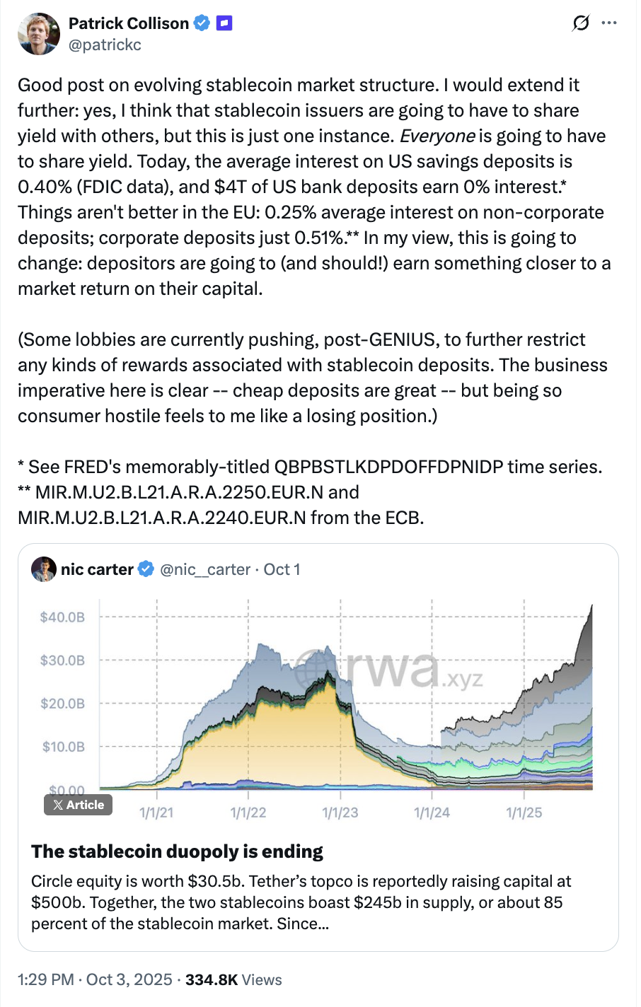 Stablecoin Yield Means Banks Must Now offer Customers Real Interest