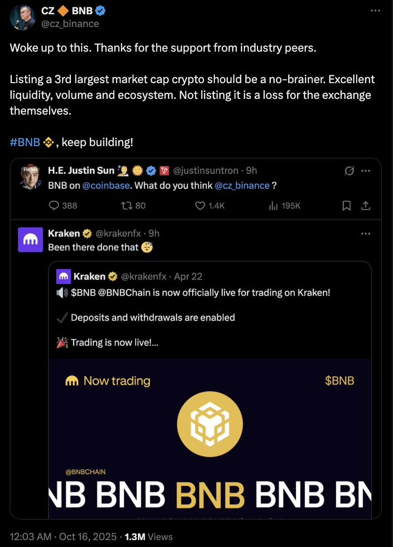 What’s Behind Coinbase Adding Binance’s BNB to its Roadmap?