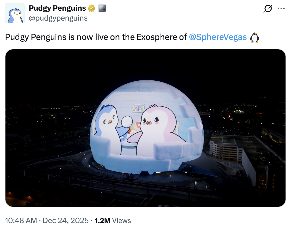 Pudgy Penguins Bring NFT Characters to the Las Vegas Sphere