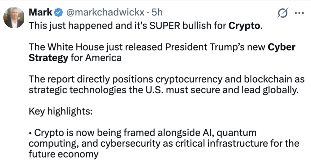 US National Cyber Strategy Pledges Support For Crypto And Blockchain