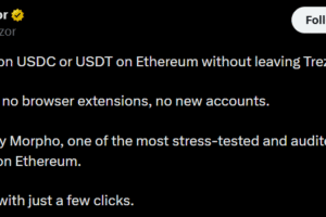 Trezor Launches USDC, USDT Yield in Trezor Suite Through Morpho