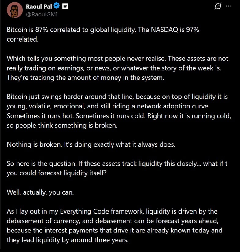Bitcoin’s 87% Correlation to Global Liquidity Beats Earnings and Headlines